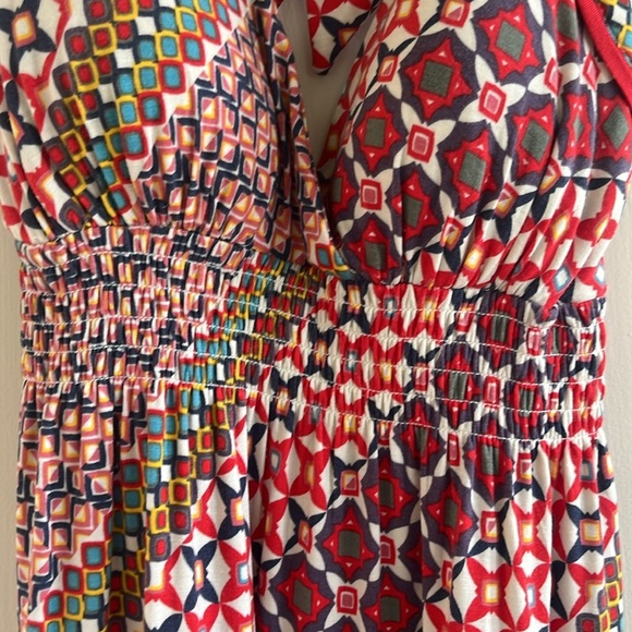 GUESS Y2k printed halter babydoll dress stretch fairy rockabilly 60s 70s small - Picture 5 of 11